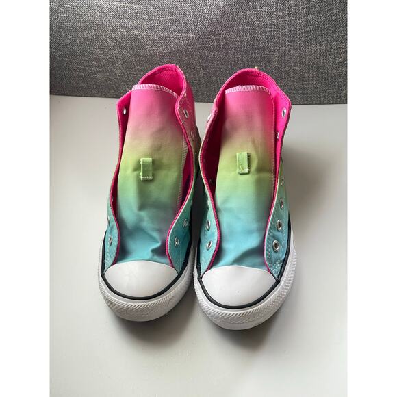 Size 3 Converse Youths Chuck Taylor All Star HI TOP Rainbow Shoes No Laces - Picture 2 of 8